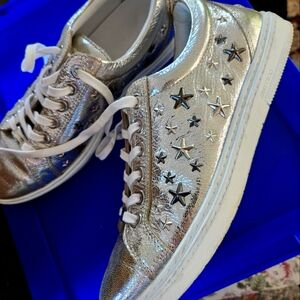 Jimmy Choo Silver Sneakers With Star Embellishments